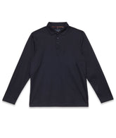 Long sleeve jersey polo made with mercerized cotton